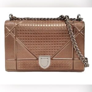 Christian Dior Diorama bag purse leather cross body shoulder cannage bronze